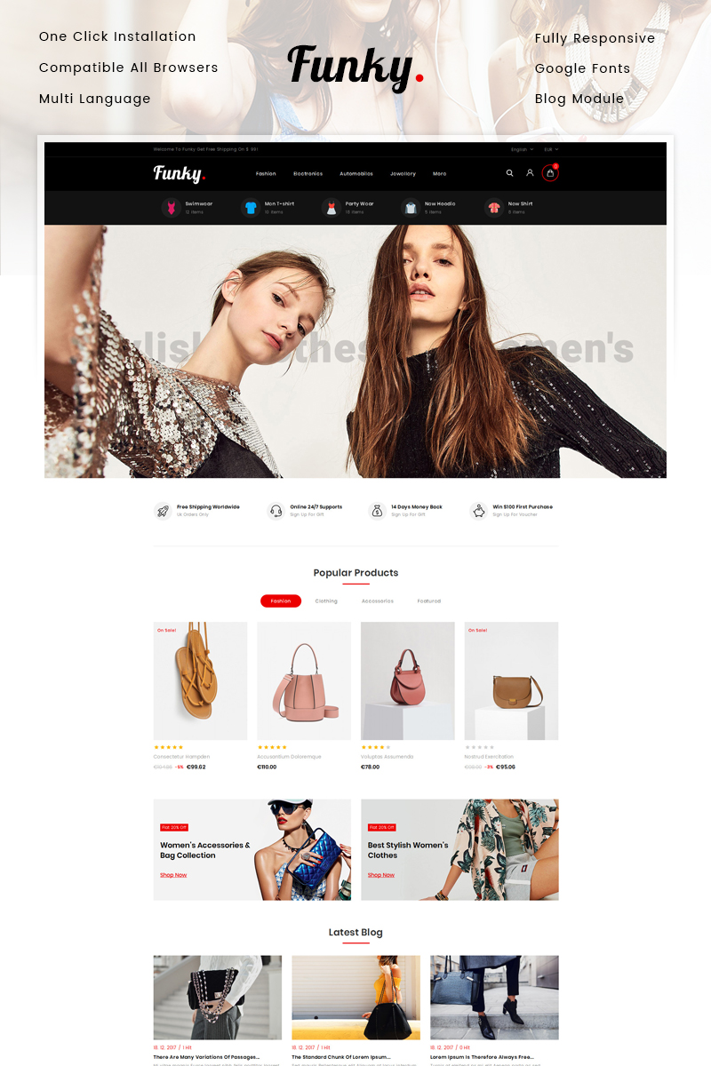 Funky Apparel Store PrestaShop Theme