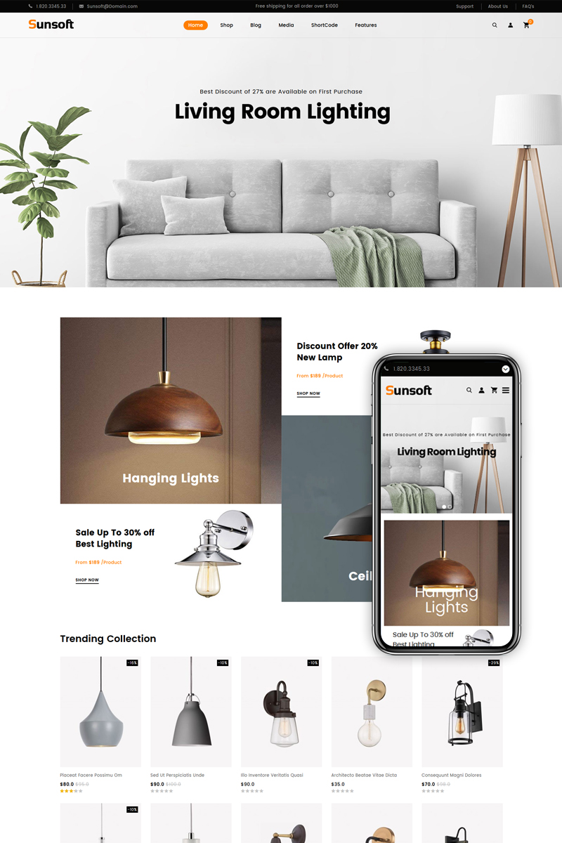 Sunsoft - Lighting and Decor and Furniture Elementor WooCommerce Theme