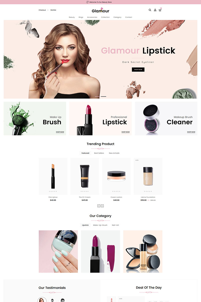 Glamour Cosmetics Store Shopify Theme