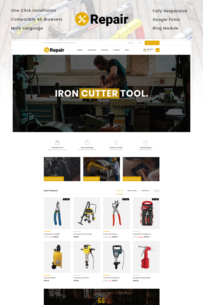 Repair Tools Store PrestaShop Responsive Theme