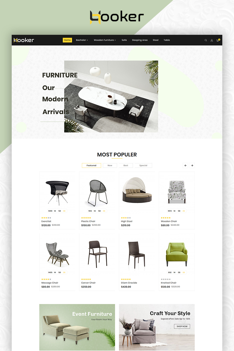 Hooker Furniture Premium Shop OpenCart Template