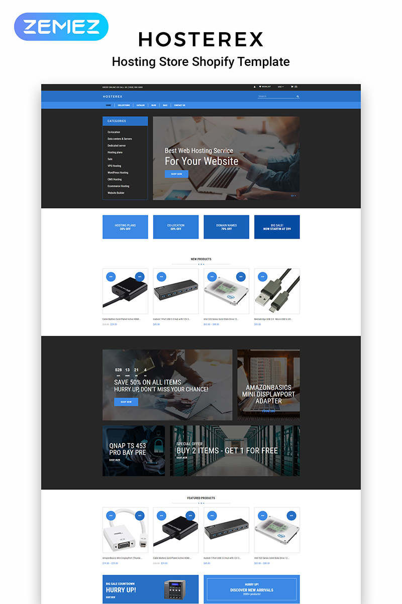 Hosterex - Hosting Multipage Creative Shopify Theme