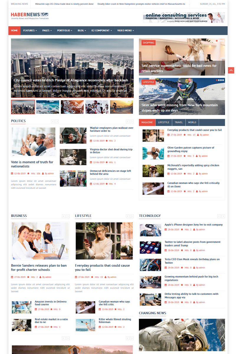 Habernews News and Magazine Joomla 5 Joomla 4 and Joomla 3 Template