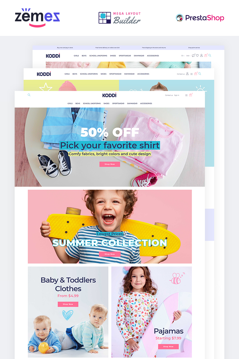 Koddi - Kids Clothes Clean Ecommerce Bootstrap PrestaShop Theme