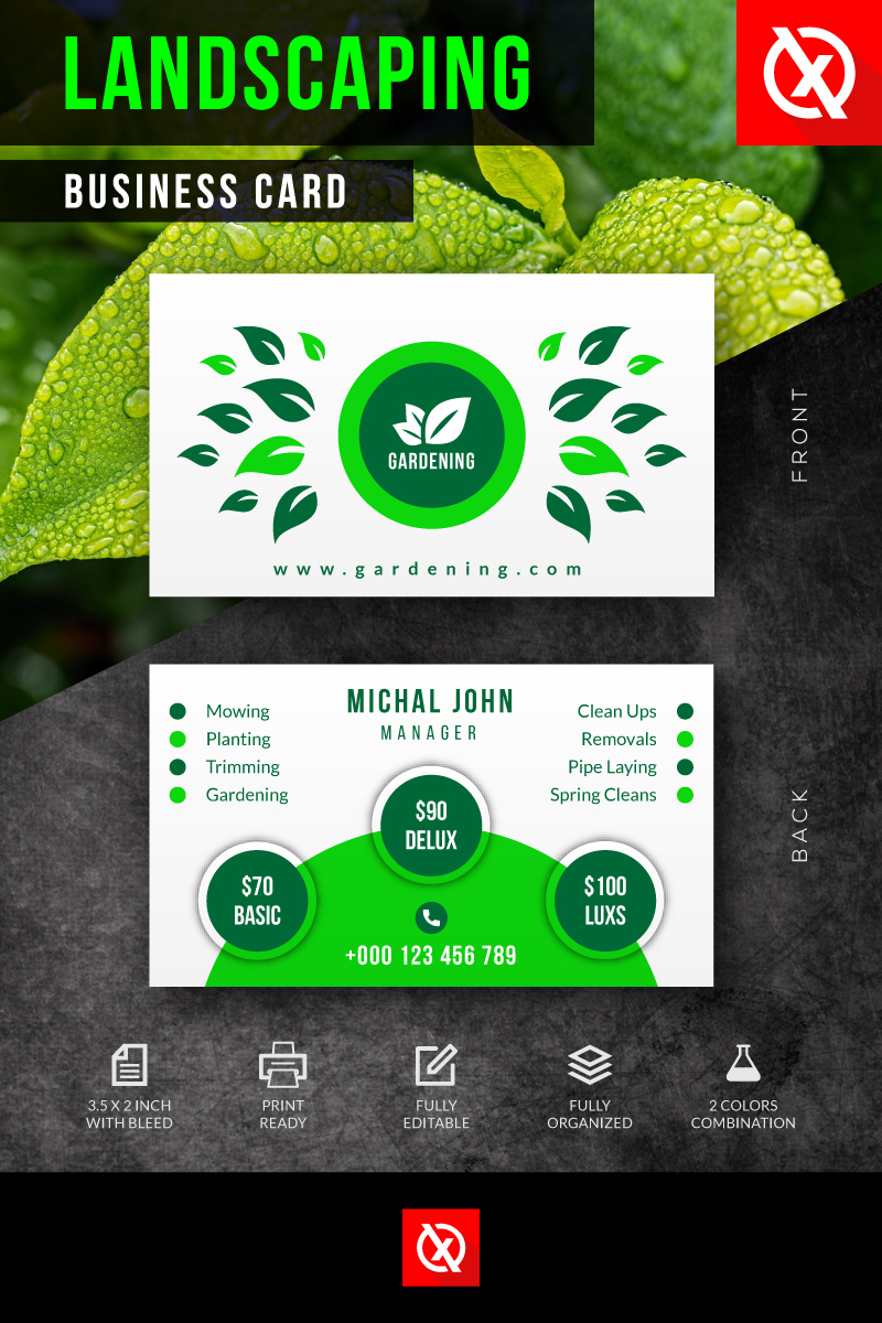 Creative Landscaping Business Card - Corporate Identity Template With Landscaping Business Card Template