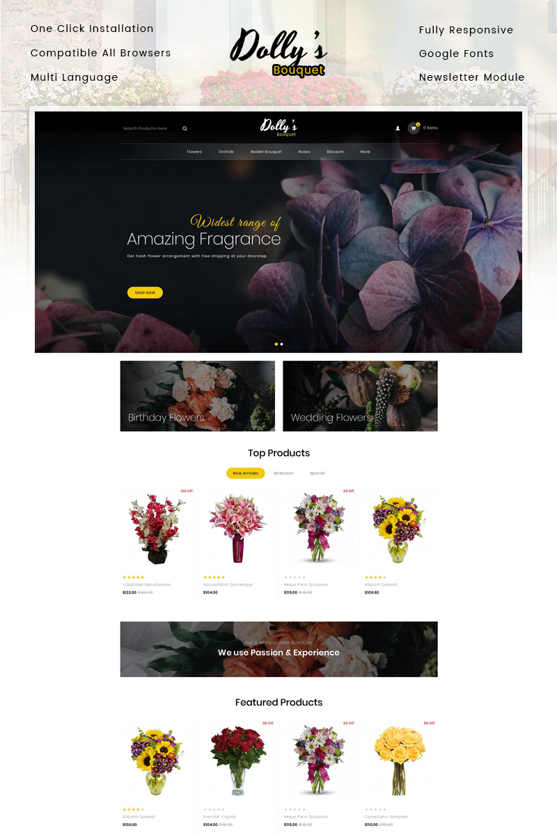Flowers Bouquet Store OpenCart Responsive Template