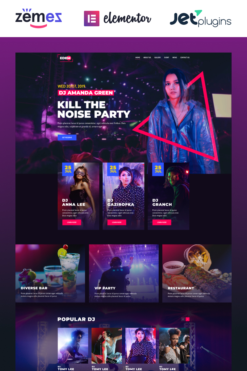 Edem - Night Club Multipurpose Modern WordPress Elementor Theme