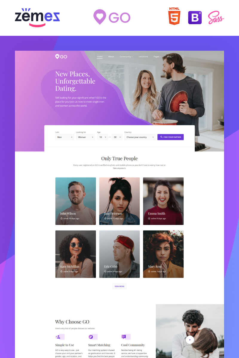 GO - Dating Agency Elegant Multipage HTML Website Template