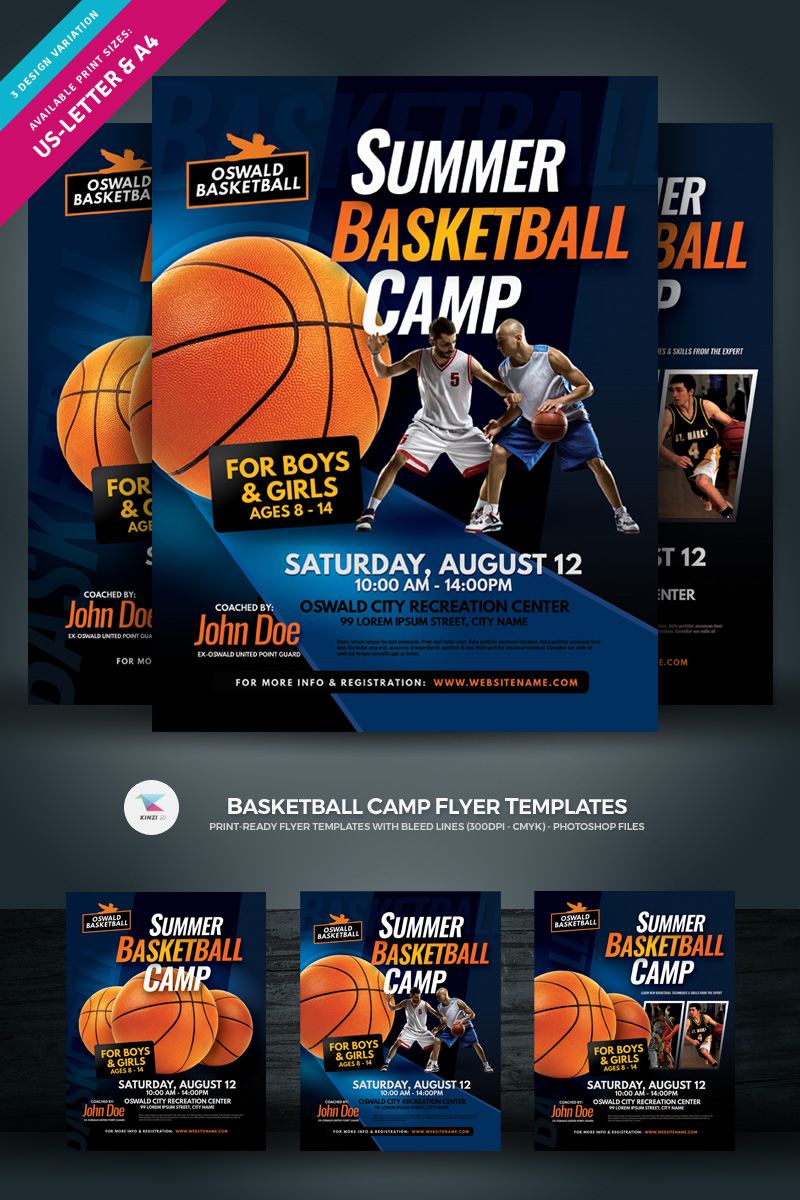 Template 20 : Basketball Camp Flyer - Corporate Identity With Regard To Basketball Camp Brochure Template