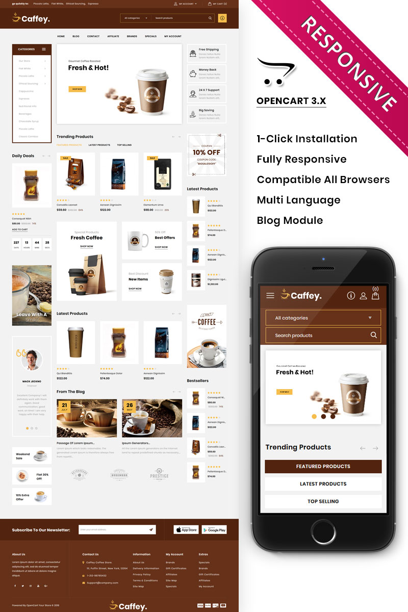 Caffey - The Mega Coffee Shop OpenCart Template