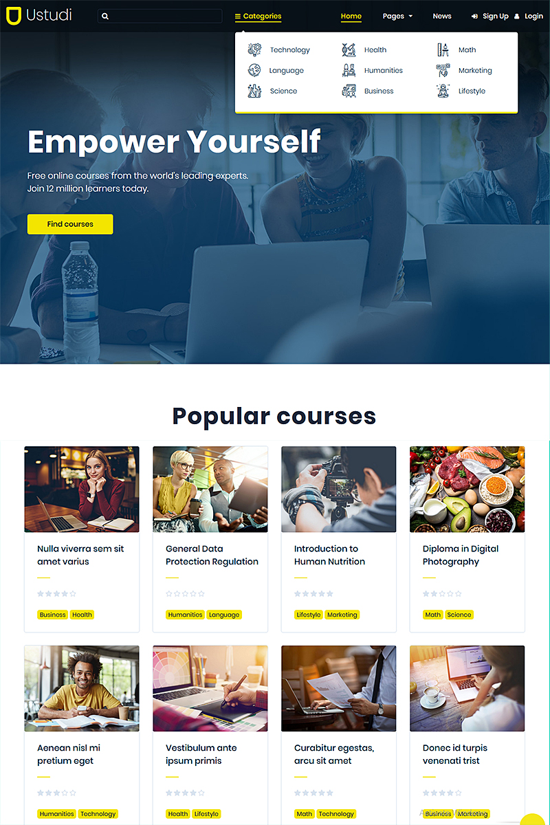 Ustudi - Online Courses Education and University WordPress Theme