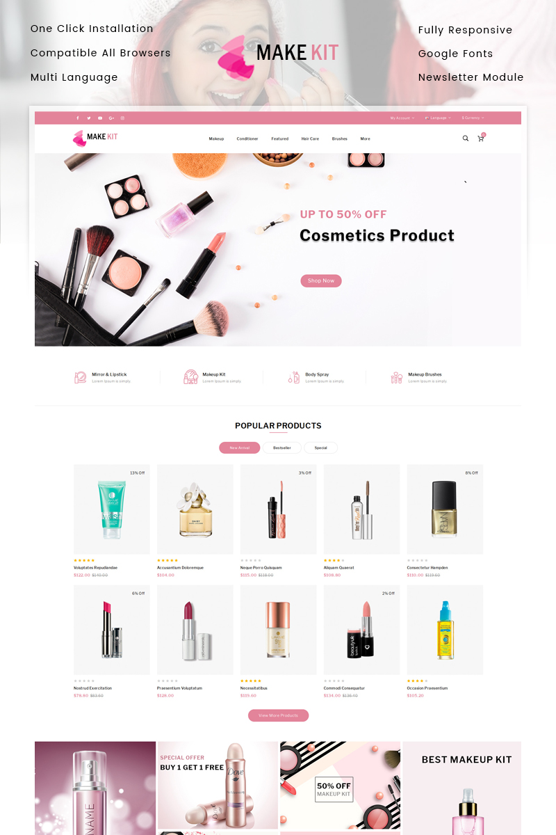 MakeKit - Cosmetic Store OpenCart Responsive Template