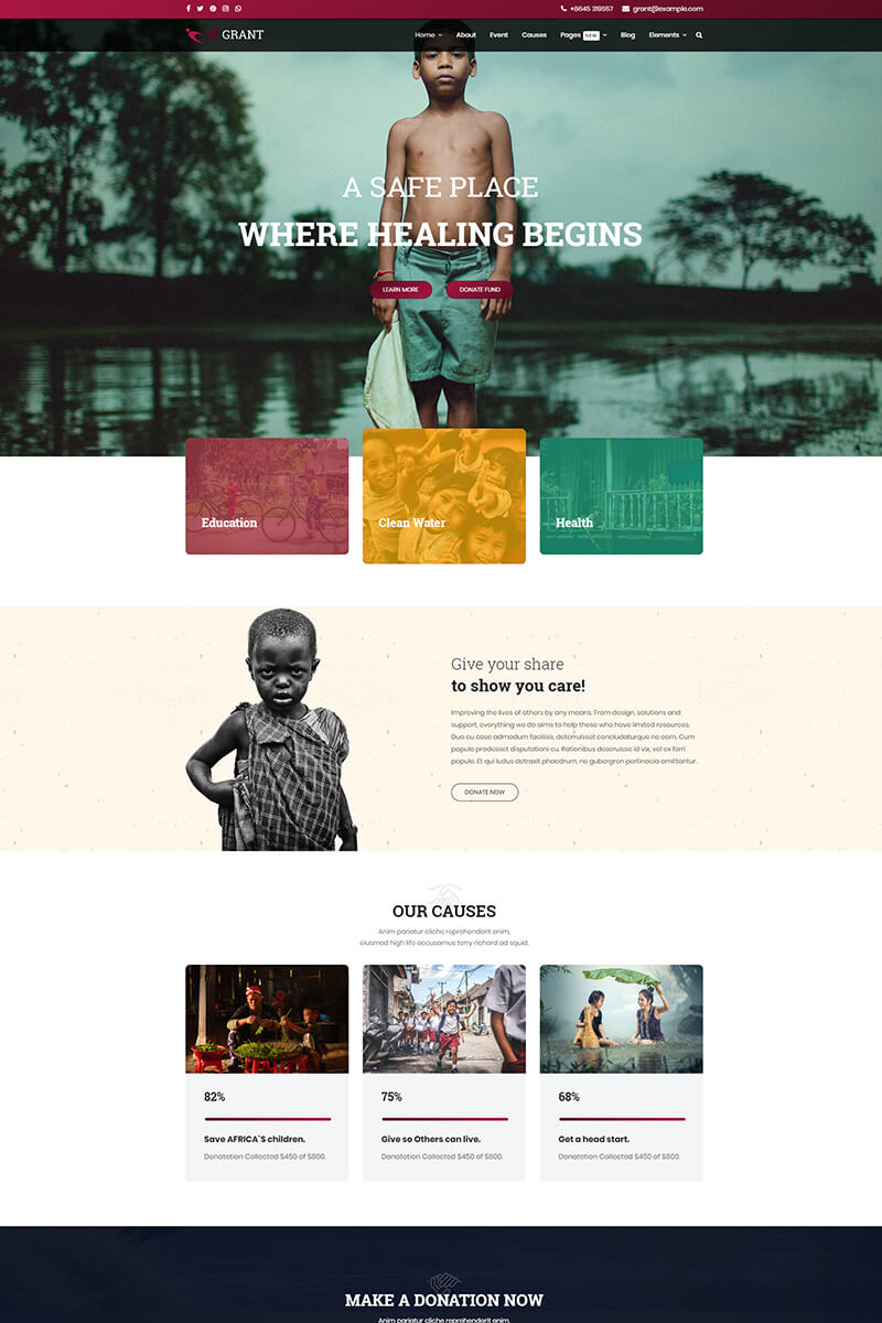 Grant - Nonprofit / Charity Joomla 3 and Joomla 4 Template