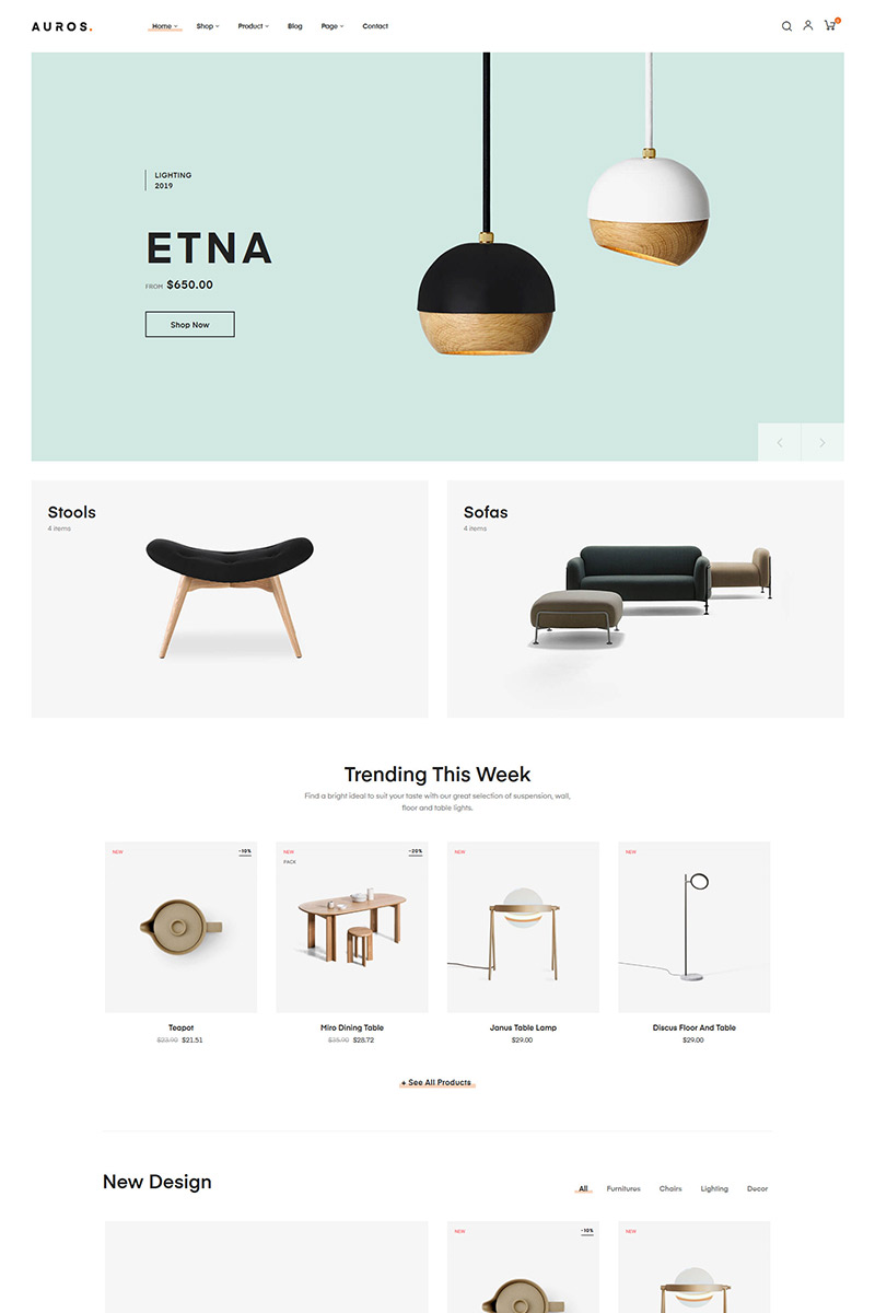 Auros - Furniture Home Decor PrestaShop Theme