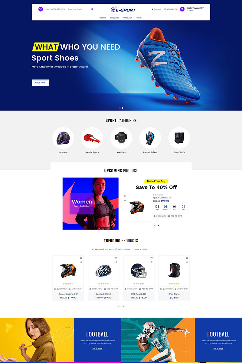 Esport Sports Store Shopify Theme OS 2.0