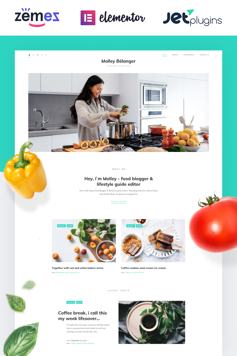 Molley Belanger - Food blog  for storytelling WordPress Theme