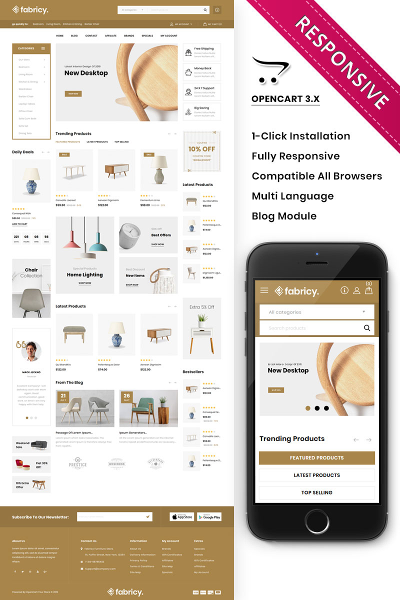 Fabricy - The Mega Furniture Shop OpenCart Template