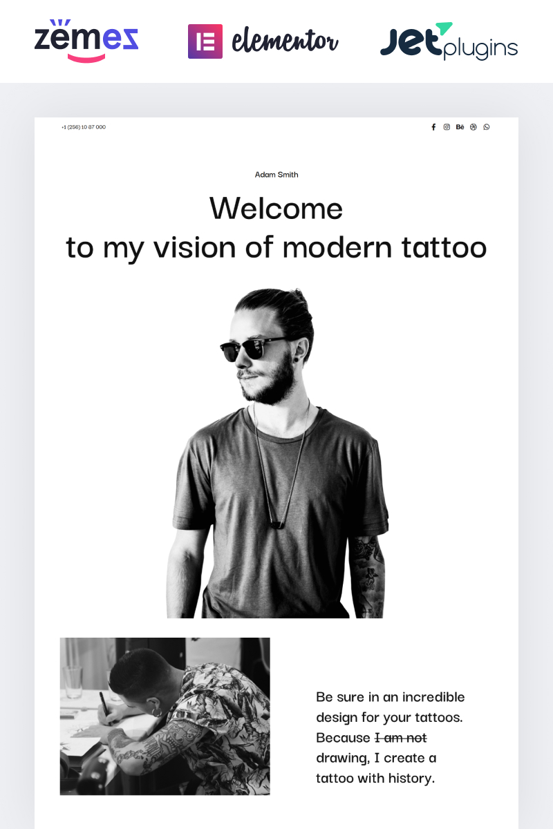 Adam Smith - Creative Personal Tattoo Pro WordPress Theme