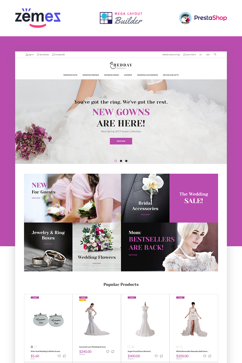 Hedday- Wedding Responsive Template PrestaShop Theme