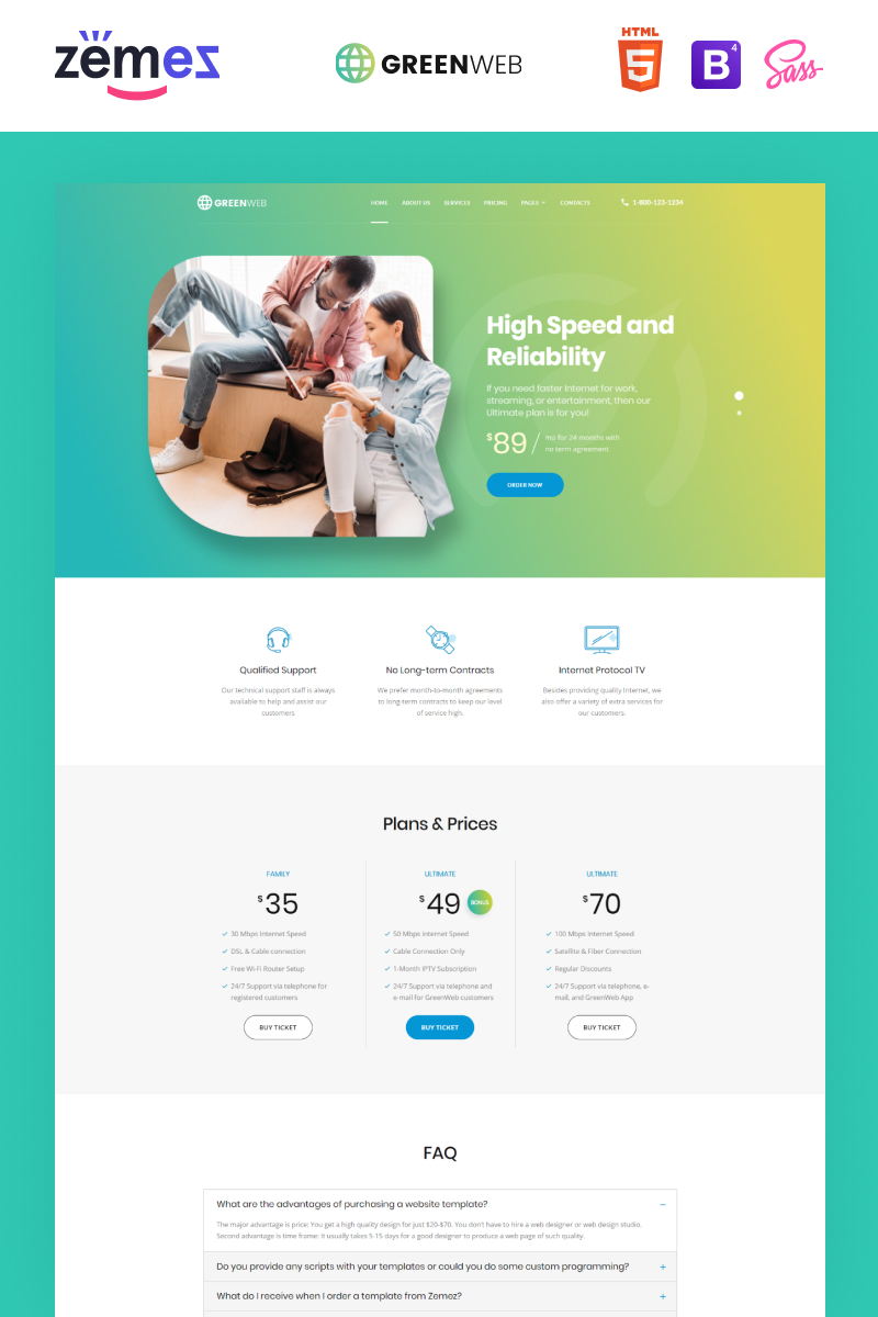 Green Web - Internet Provider Multipage Creative HTML Website Template