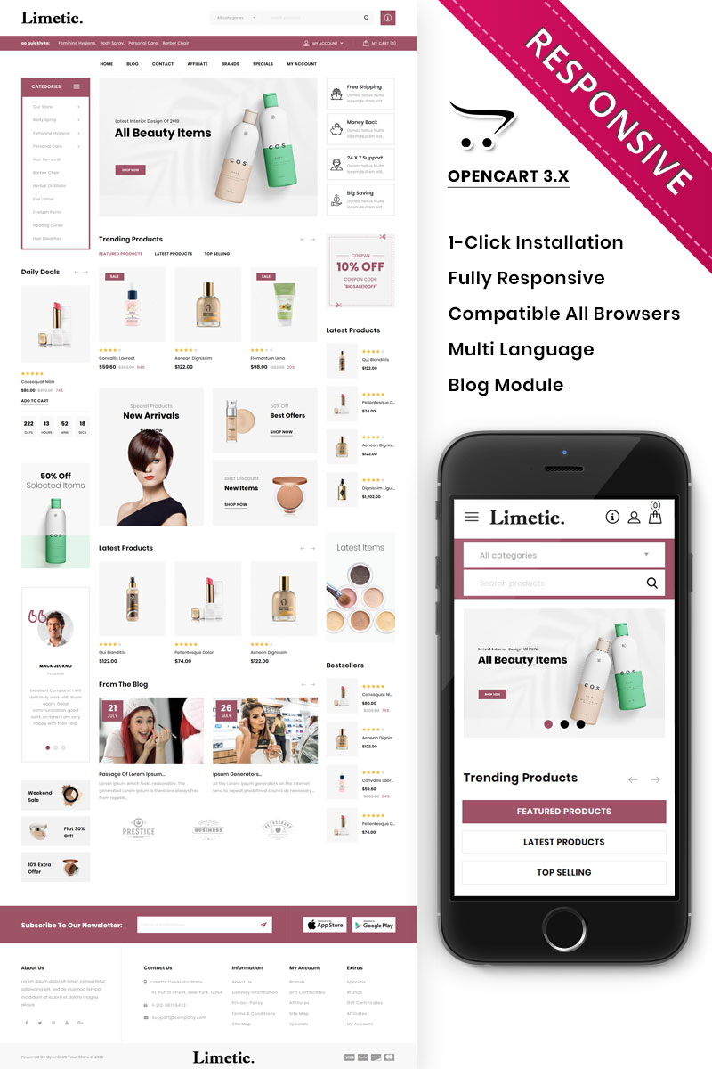 Limetic - The Cosmetic Store OpenCart Template