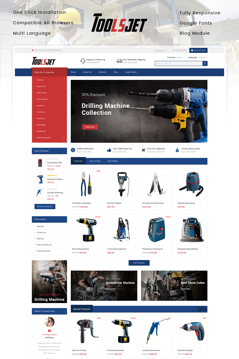 Toolsjet - Hardware Store PrestaShop Responsive Theme