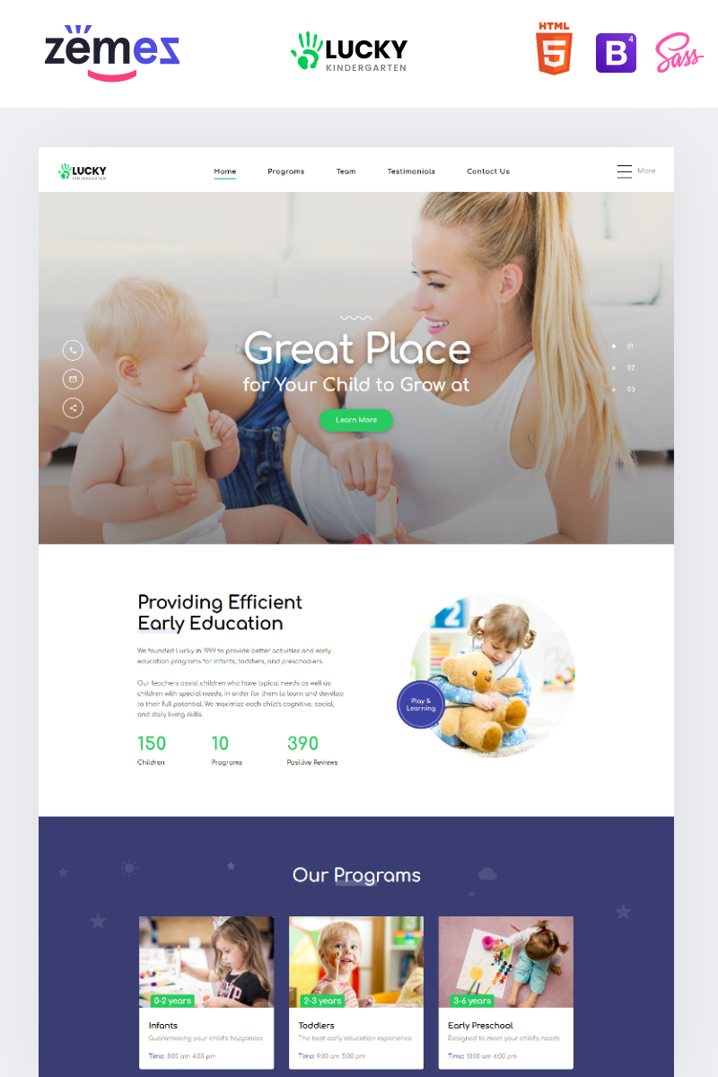 Lucky - Kindergarten Clean HTML Landing Page Template