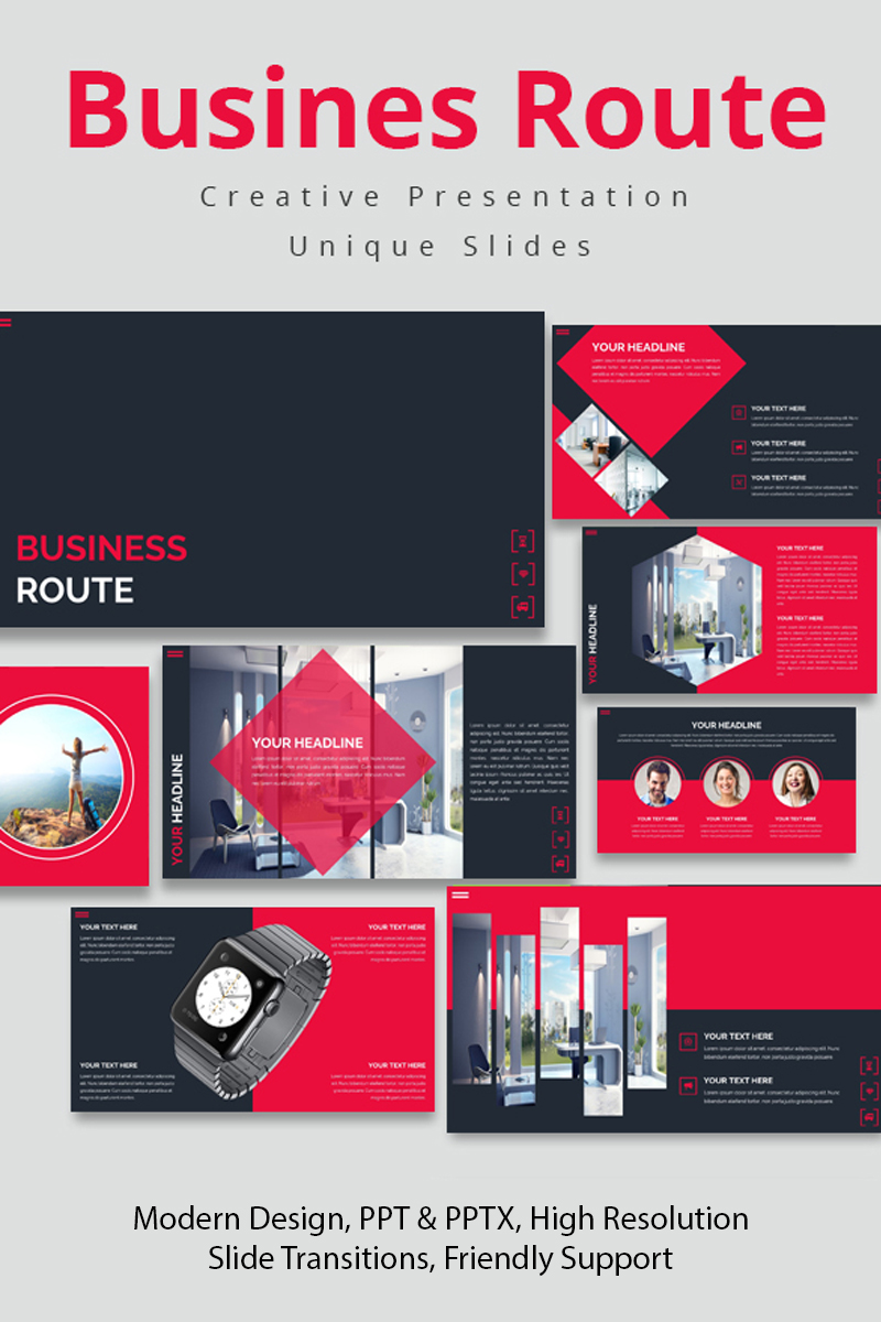 Business Route PowerPoint template