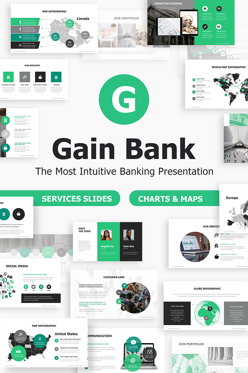 Gain Bank Intuitive Banking PowerPoint template