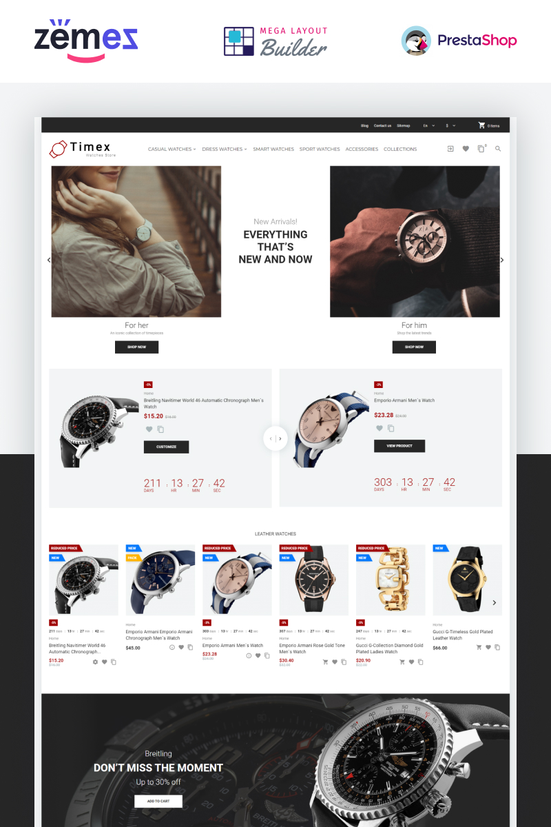 Timex - Watches Store Template PrestaShop Theme