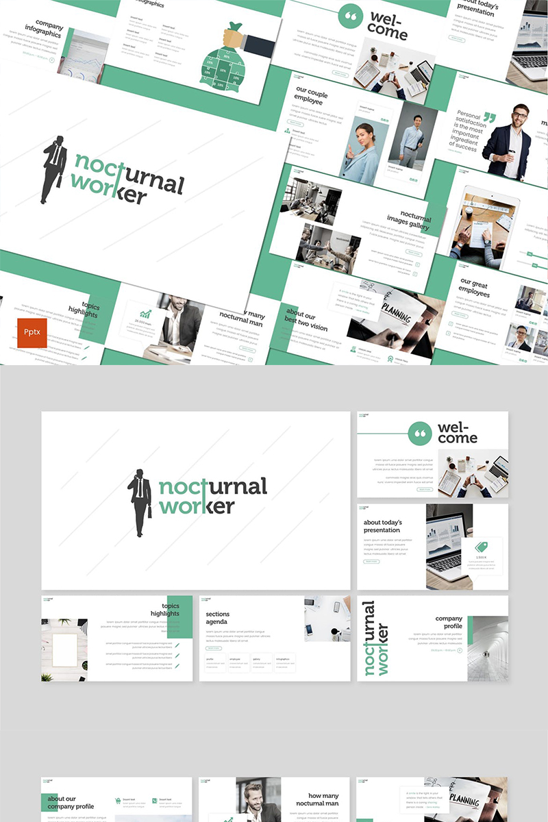 Nocturnal Worker PowerPoint template