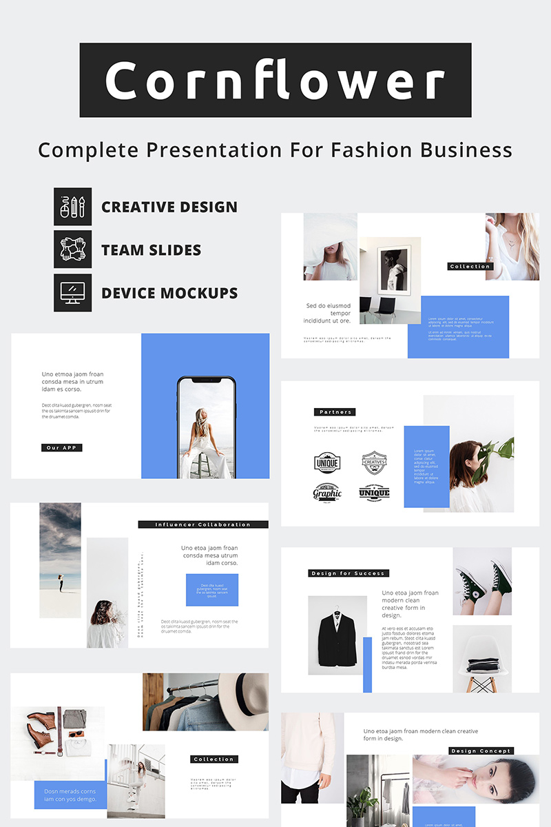 Cornflower Fashion Business PowerPoint template