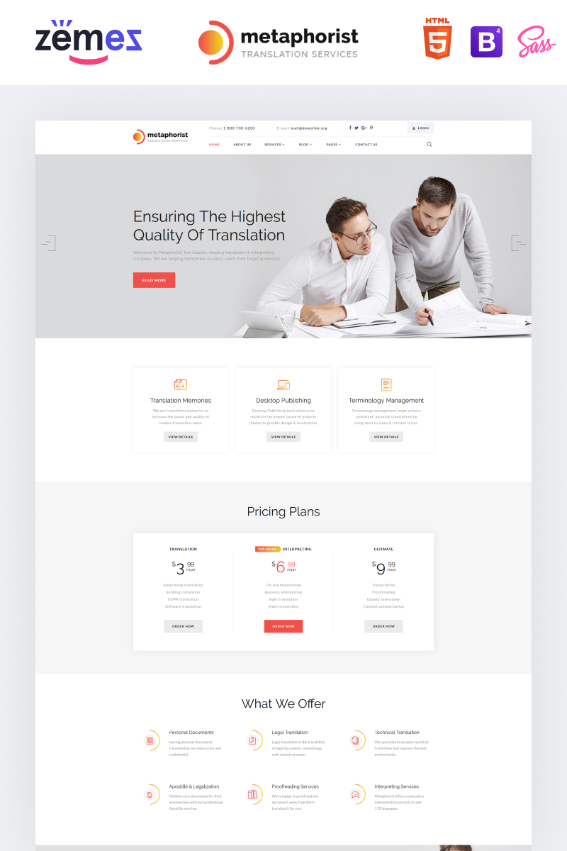 Metaphorist - Translation Bureau Multipage Elegant HTML Website Template