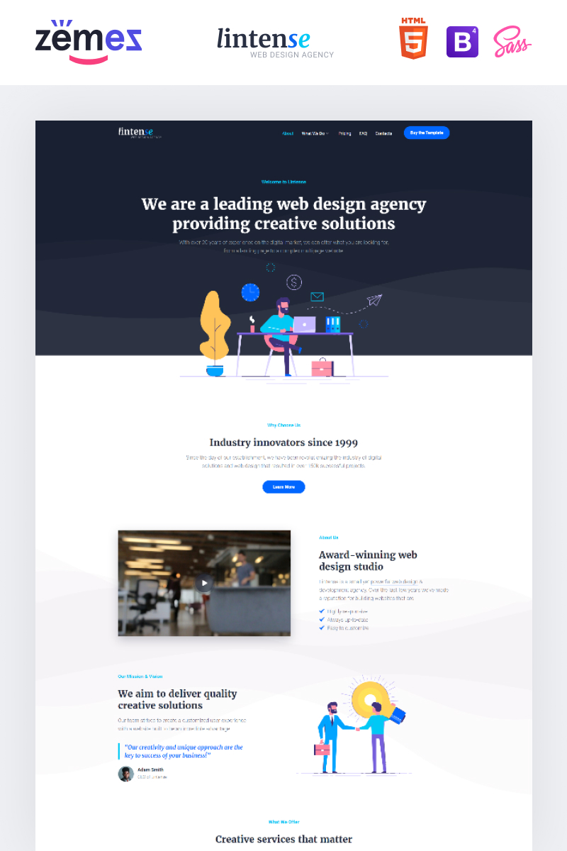 Lintense Corporate - Web Design Agency Creative HTML Landing Page Template