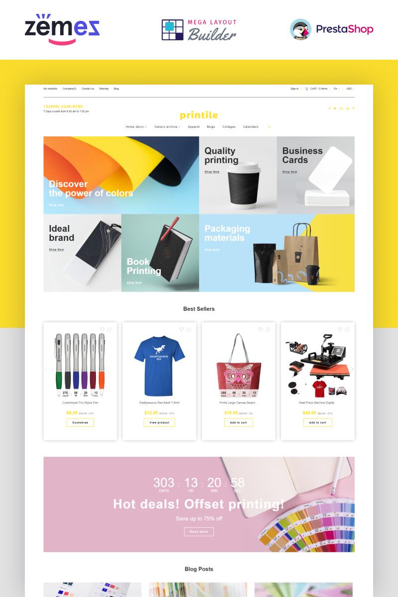 Printile - Print Shop Ecommerce Template PrestaShop Theme