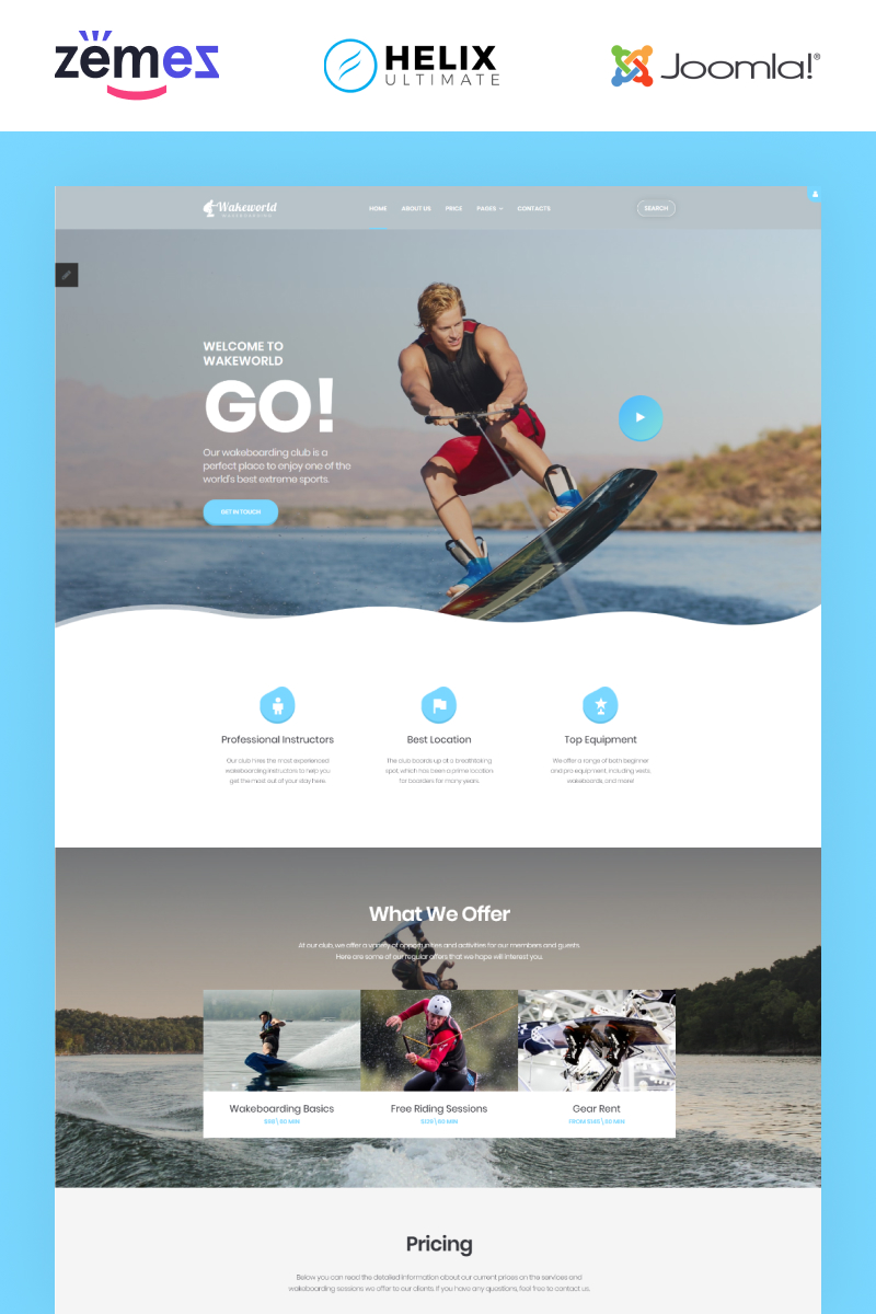 Wakeworld - Surfing Multipage Joomla Template