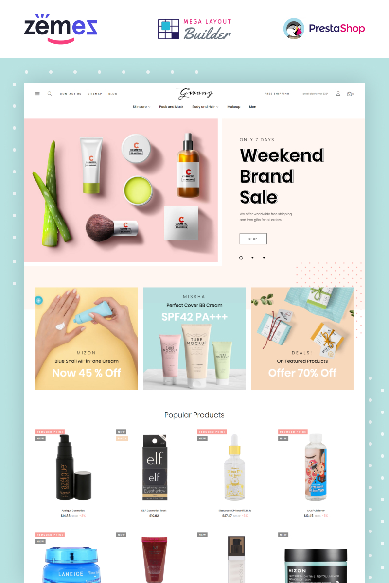 Gwang - Korean Cosmetics Ecommerce Templates PrestaShop Theme