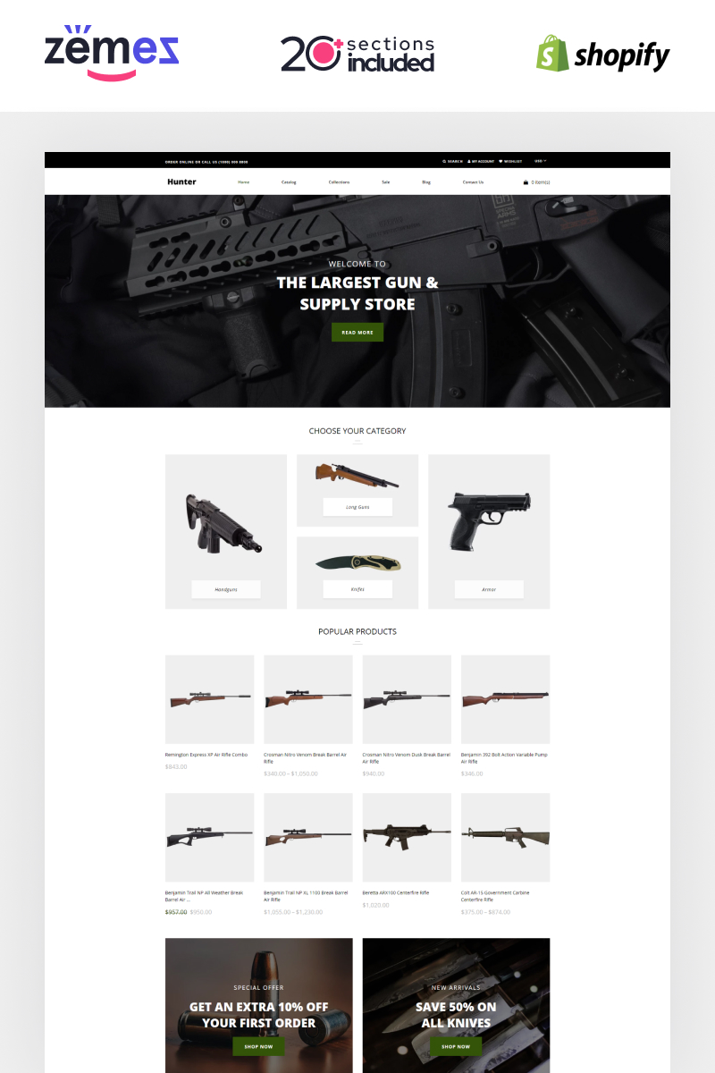 Hunter - Simple Responsive Gun Shop Shopify Theme