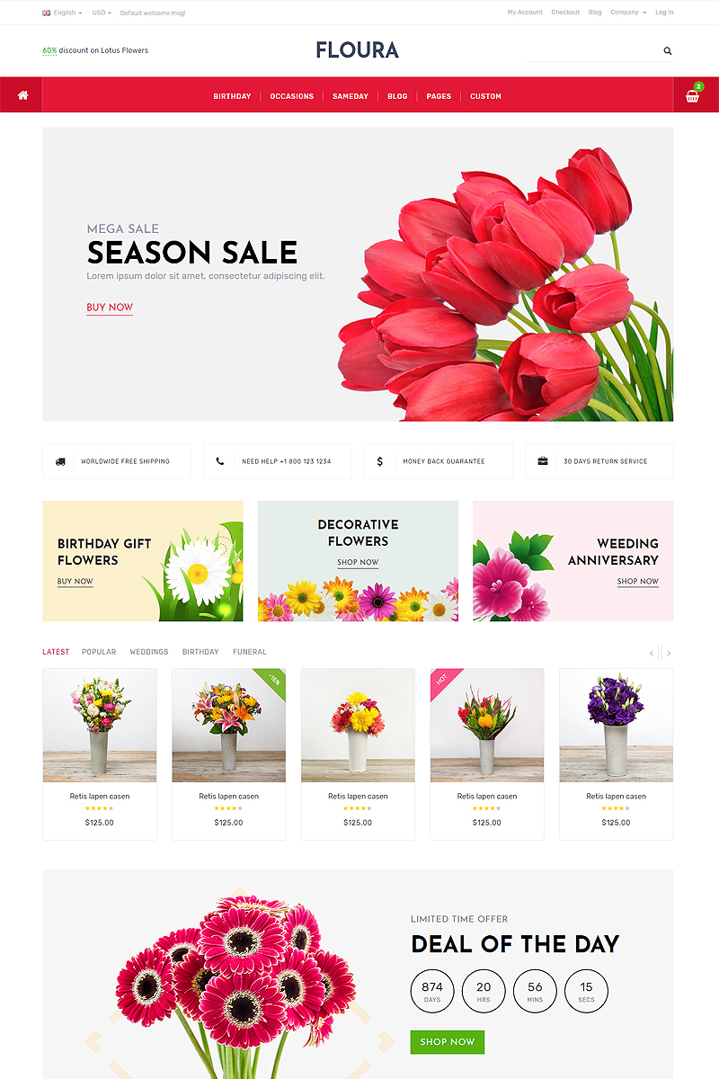 Floura - Flower and Gift Store Website Template