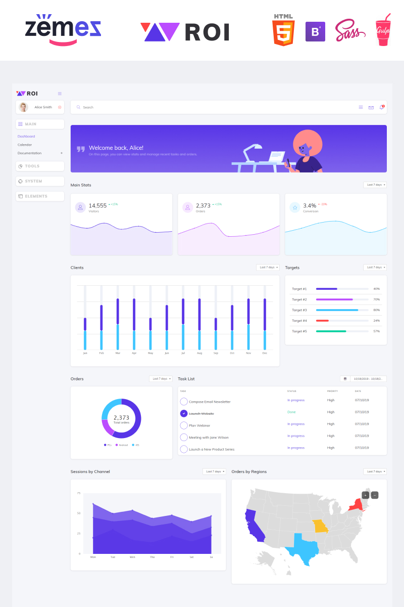 ROI - Multipurpose Creative Dashboard Admin Template