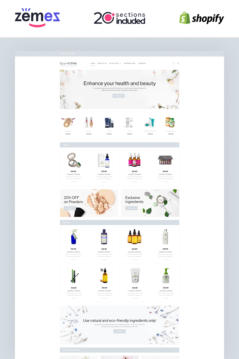 Curesse - Spa Cosmetics Store Shopify Theme