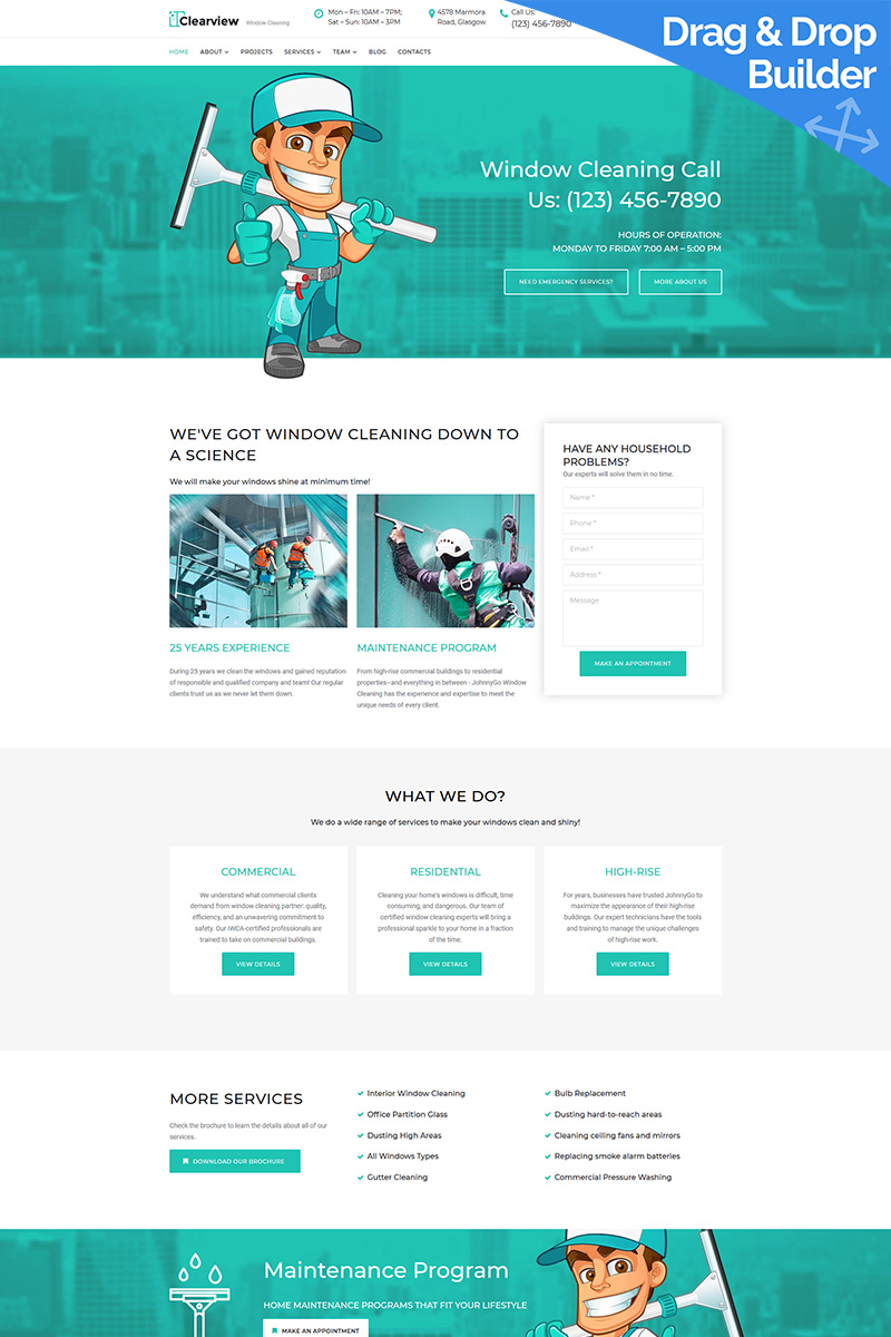 Clearview - Window Cleaning Moto CMS 3 Template