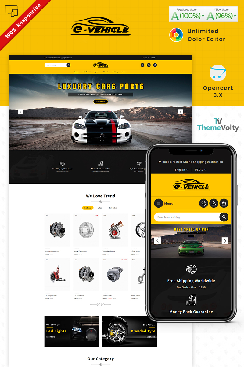 E Vehicle Auto Part Tools Shop OpenCart Template