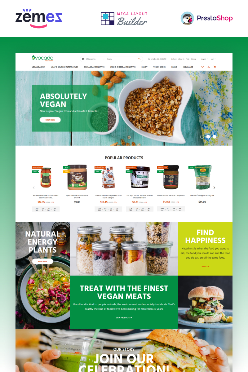 Avocado - Vegetarian Store PrestaShop Theme