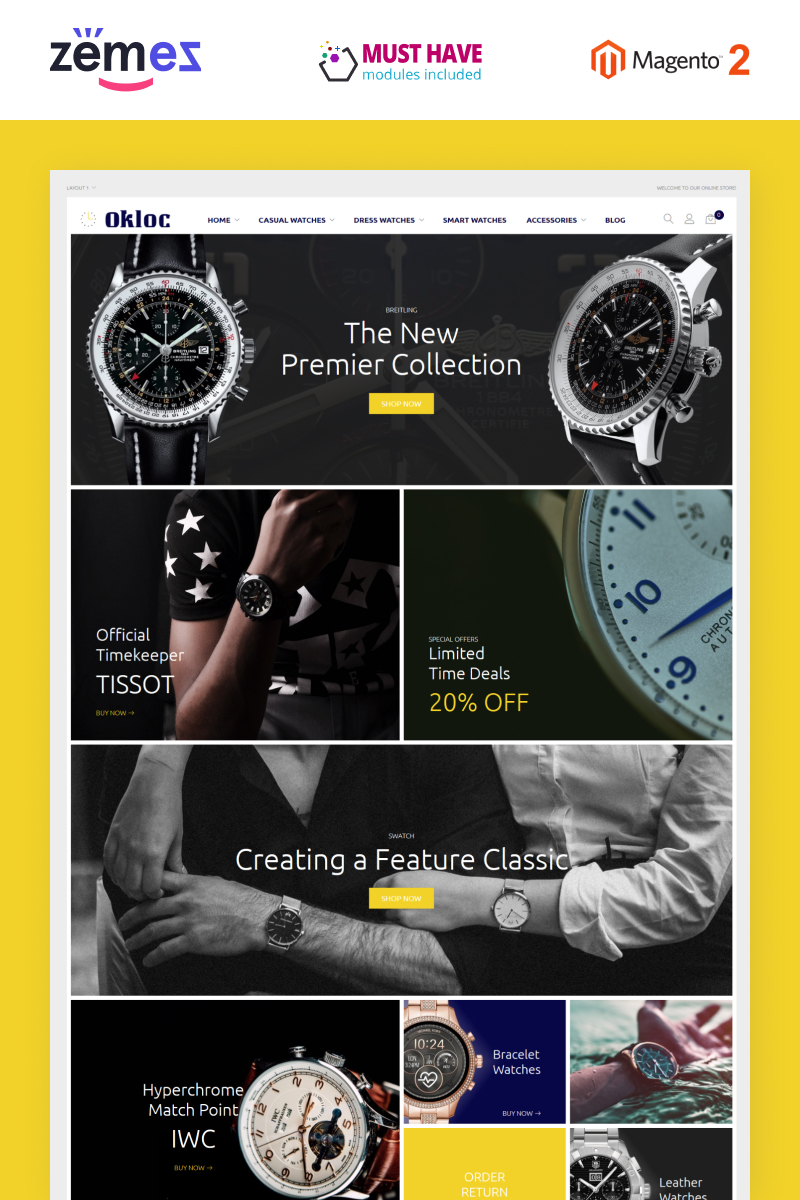 Okloc - Watch Shop Magento Theme