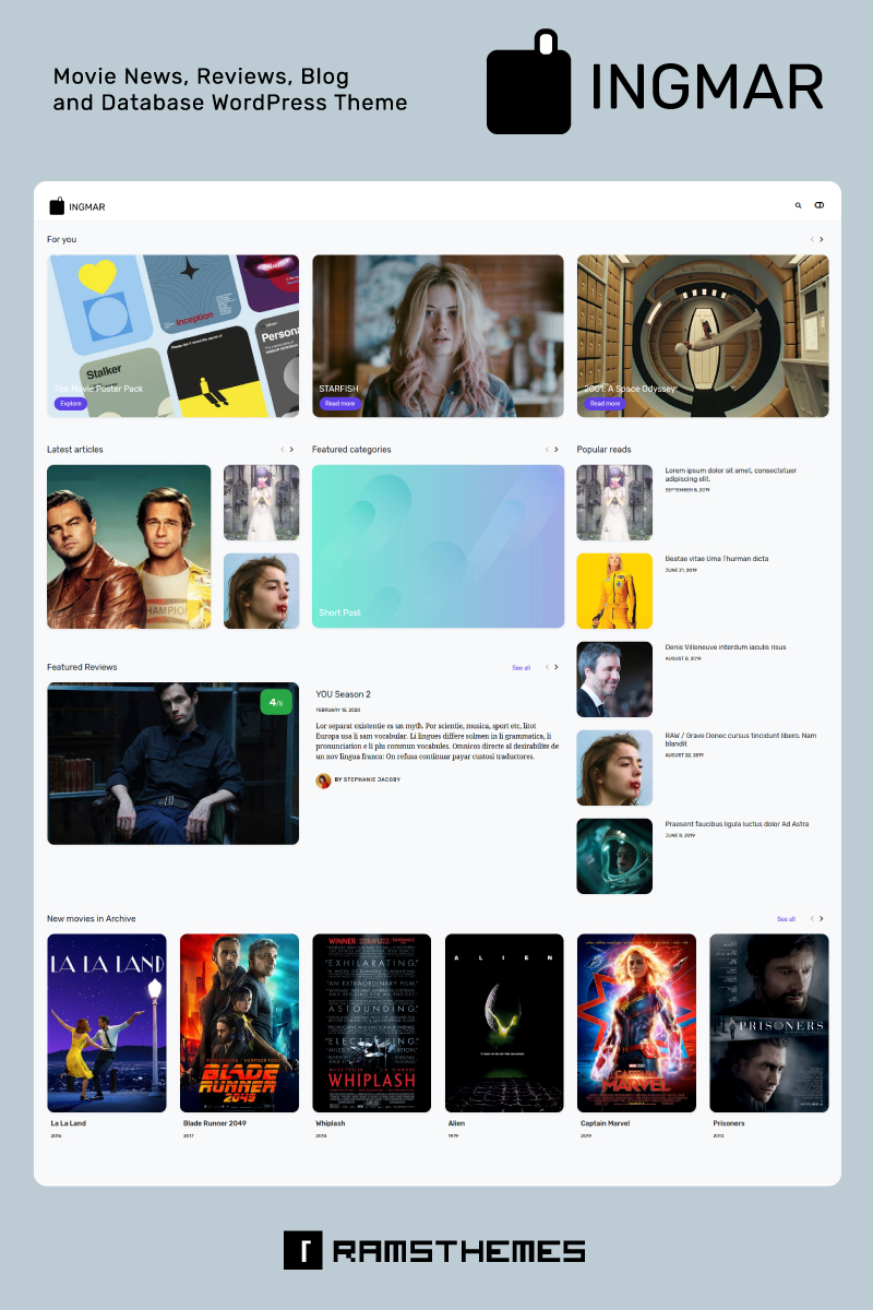 INGMAR - Movie and Series WordPress Theme + RTL