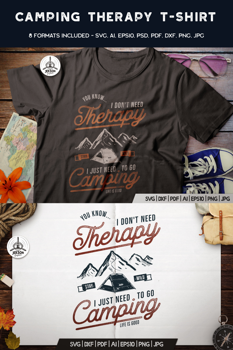Download Camping Therapy Retro Adventure T Shirt Design