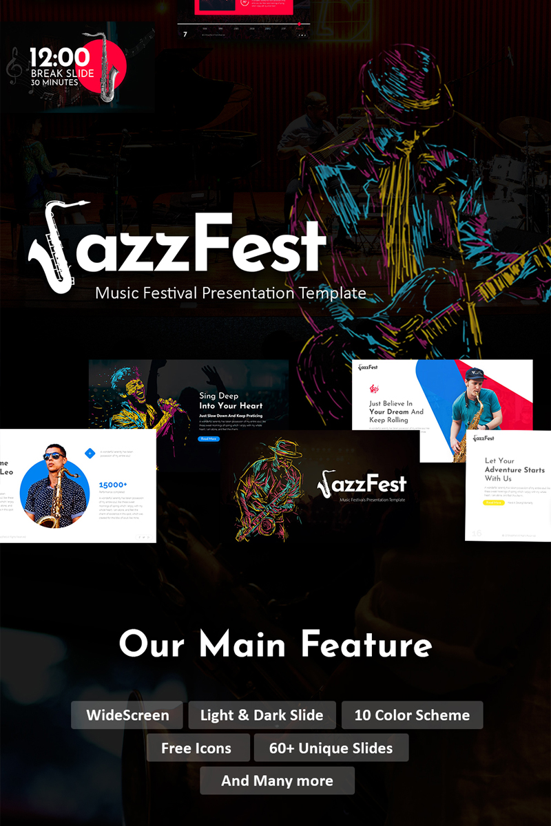 JazzFest Music Festival PowerPoint template