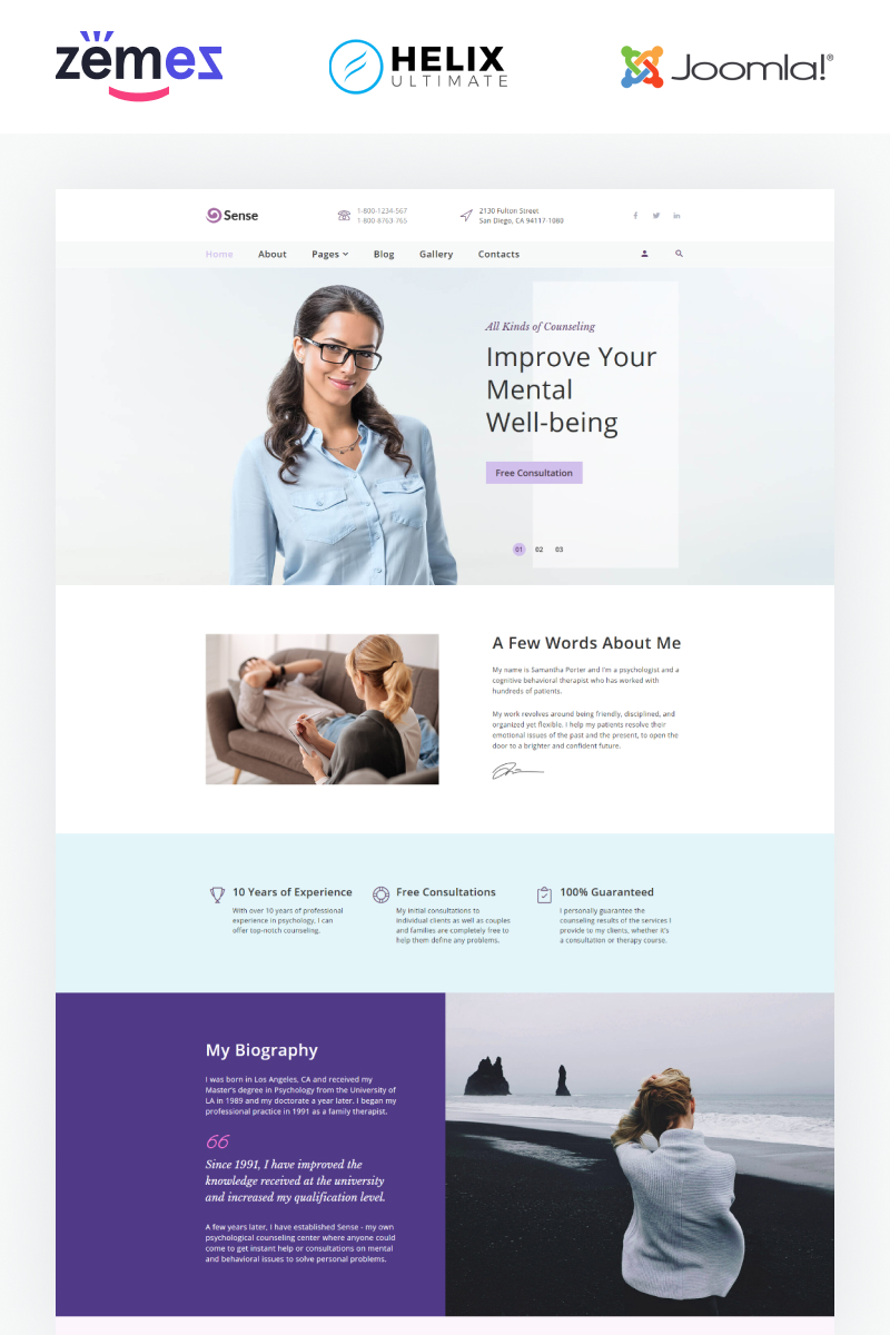 Sense - Psychologist Multipage Clean Joomla Template