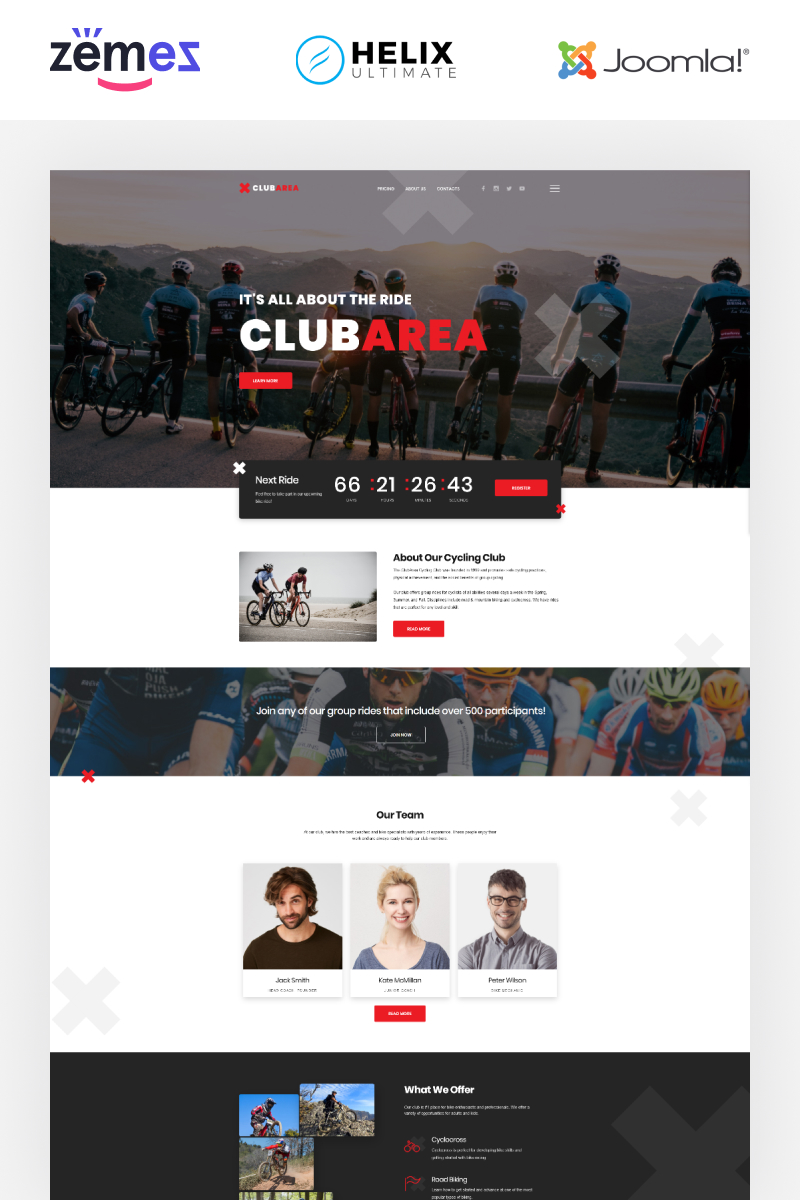 Club Area - Cycling Club Creative Joomla Template